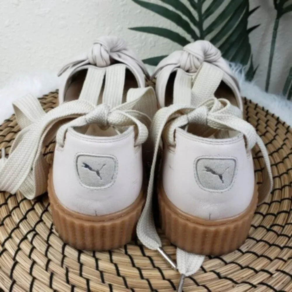 PUMA Fenty by Rihanna Bow Creeper Sandals Leather Cream/Blush pink size 8.5